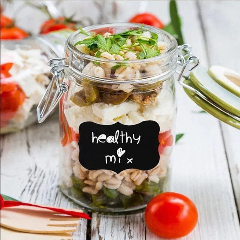 Lot de 48 étiquettes pour bocaux avec stylo, organisateur de cuisine pratique et esthétique