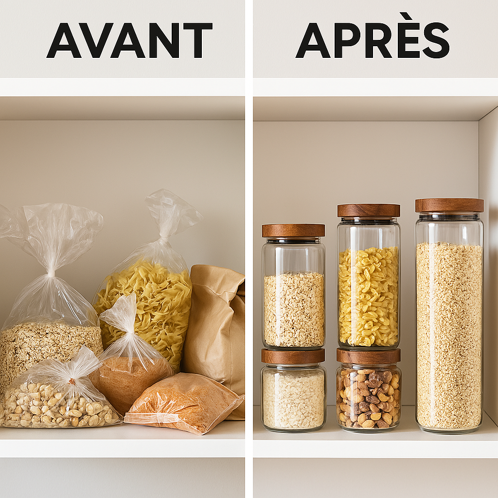 Bocaux en verre avec couvercle en bois