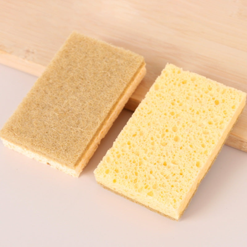 Éponge lavable biodégradable en coton pâte de bois, double face douce et abrasive, durable et écologique, idéale pour nettoyage efficace et zéro déchet.