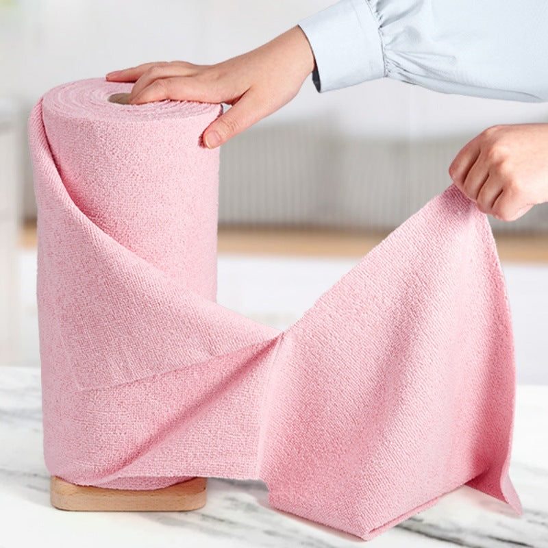 Chiffons réutilisables en microfibre rose pour nettoyage écologique et efficace, rouleau de 20 pièces absorbantes et durables