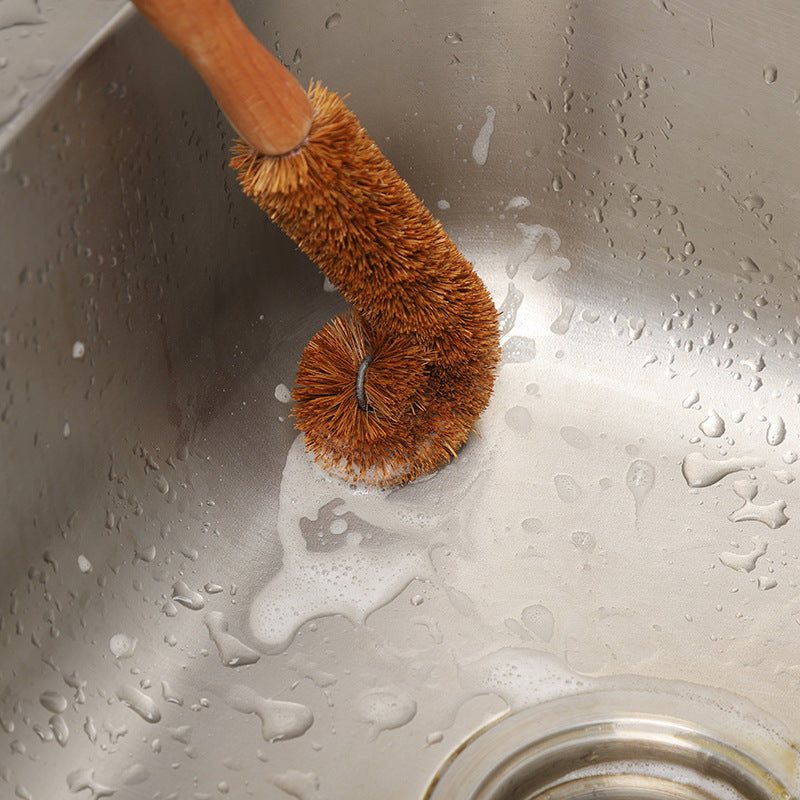 Brosse de nettoyage écologique en poils de coco pour évier de cuisine robuste et durable