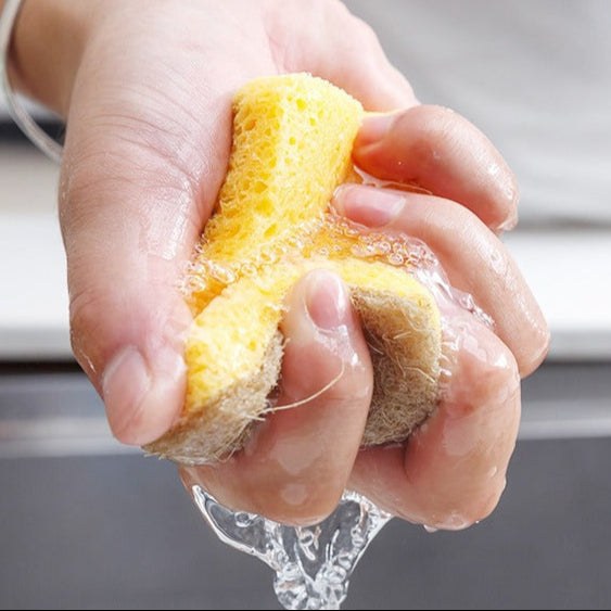 Éponge lavable biodégradable en Wood Pulp Cotton, efficace et douce pour un nettoyage zéro déchet, réutilisable et compostable.
