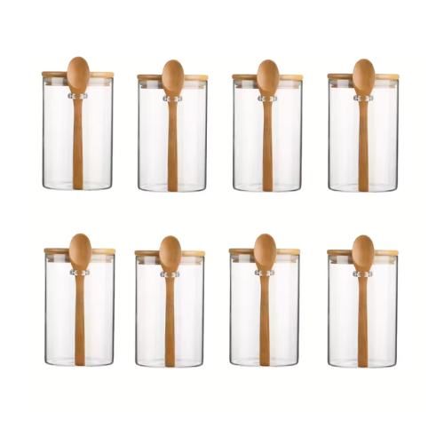 Bocaux en verre avec cuillère en bois