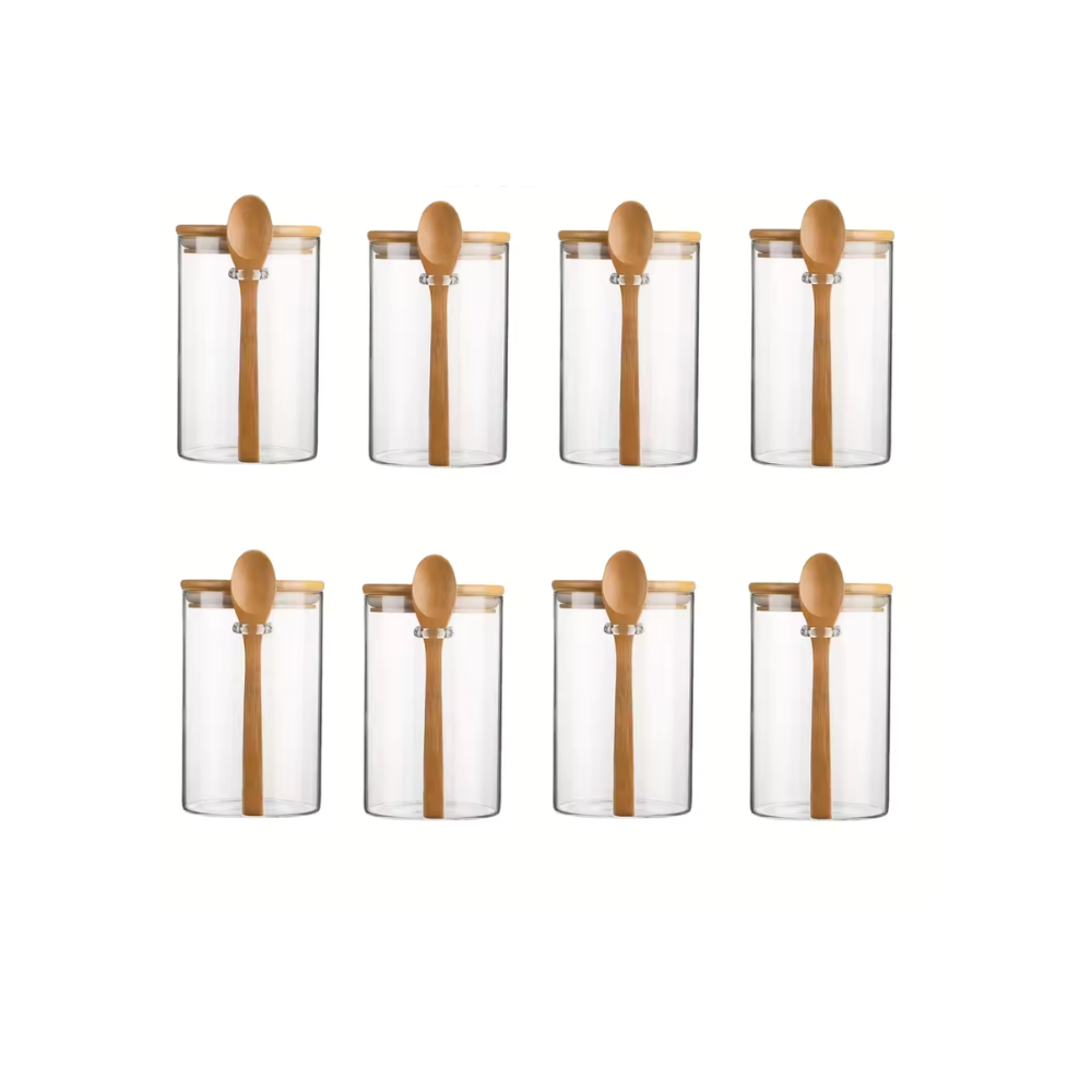 Bocaux en verre avec cuillère en bois