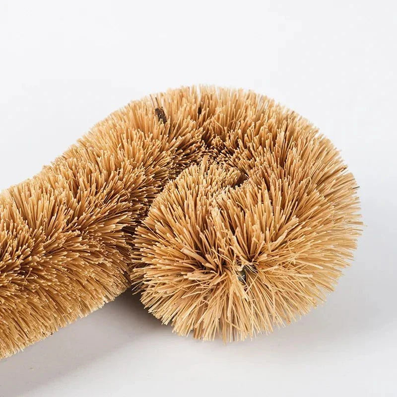 Brosse de nettoyage naturelle en fibre de coco pour évier de cuisine, avec poils en PP résistants pour nettoyer la vaisselle et les bouteilles.