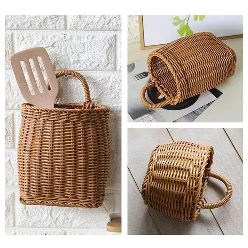 Panier en rotin suspendu