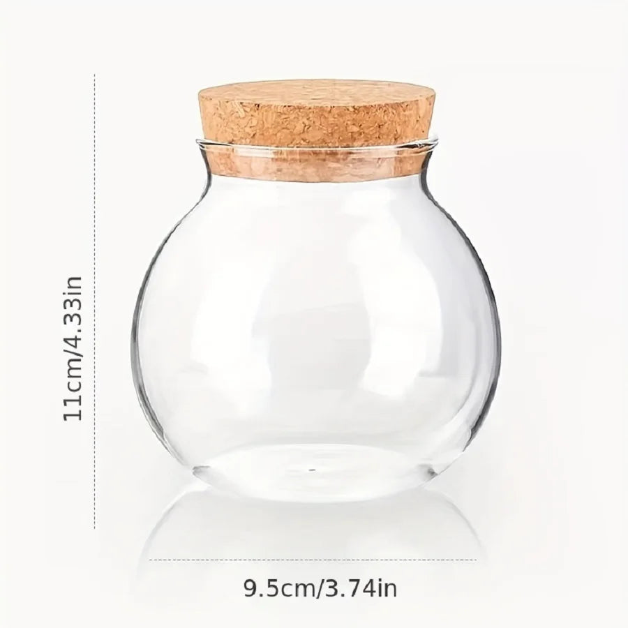 Bocal en verre rond avec couvercle en bois