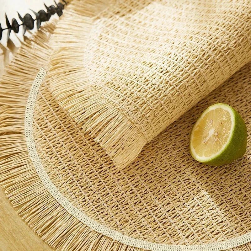 Kaindly - 4 sets de dessous de plat ronds en papier tissé