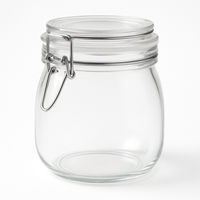Clear glass jar with hinged airtight lid for storing dry foods like pasta and cereals