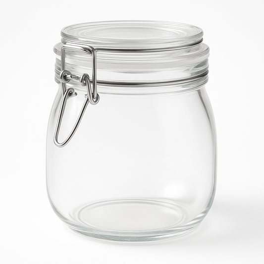 Bocal en verre avec couvercle articulé 