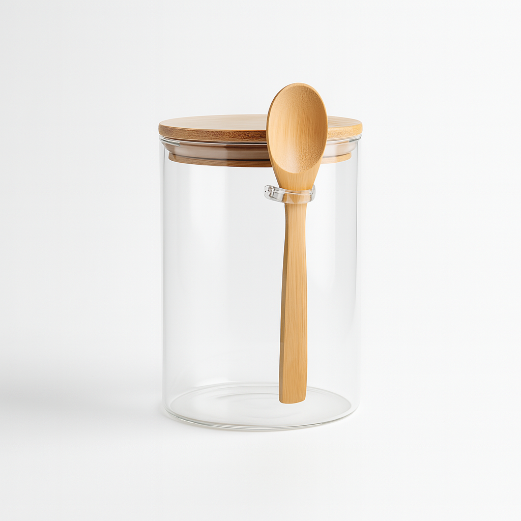 Bocaux en verre avec cuillère en bois