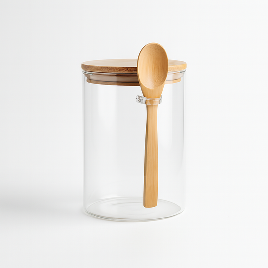 Bocaux en verre avec cuillère en bois