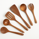 set d’ustensiles en bois natural wooden kitchen utensils durable lightweight safe for non-stick cookware simple elegant design easy to clean and hang