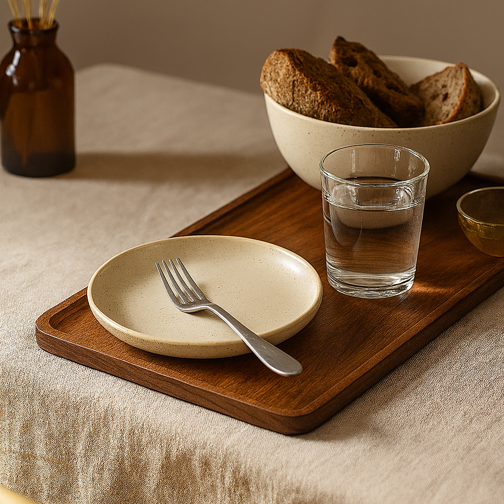 Plateau rectangulaire en bois naturel