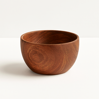 Natural acacia wooden salad bowl with smooth finish and unique grain pattern