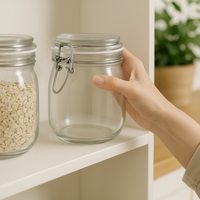 Bocal en verre avec couvercle articulé hermétique pour stockage aliments secs.