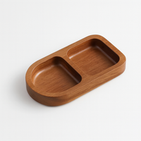 plateau rectangle en bois massif durable et élégant à double compartiment pour apéritifs ou décoration
