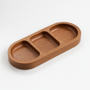Plateau rectangulaire en bois massif avec compartiments pour apéritifs et décoration élégante