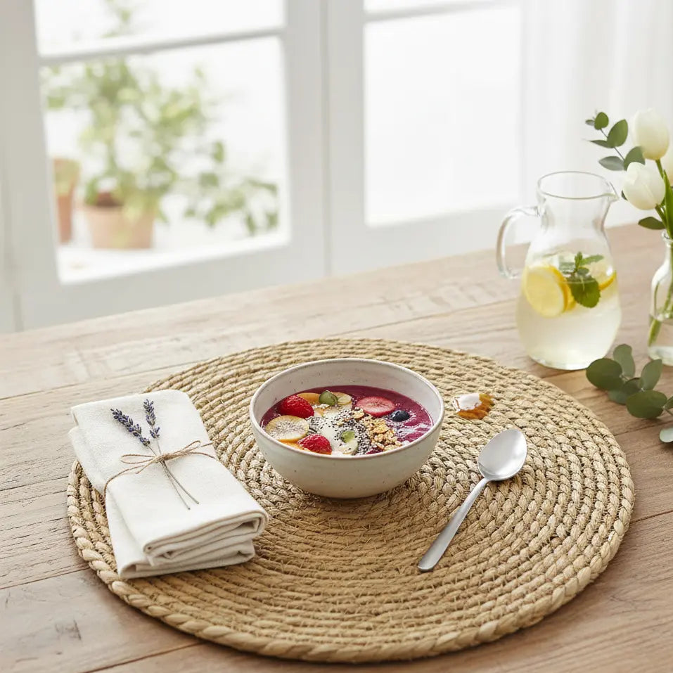 Set de table rond en rotin