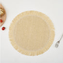 Set de 4 sets de table ronds en papier tissé naturel, élégants et protecteurs pour repas conviviaux.