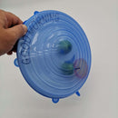 couvercle silicone extensible bleu, hermétique et adaptable, lot de 6, réutilisable et écologique