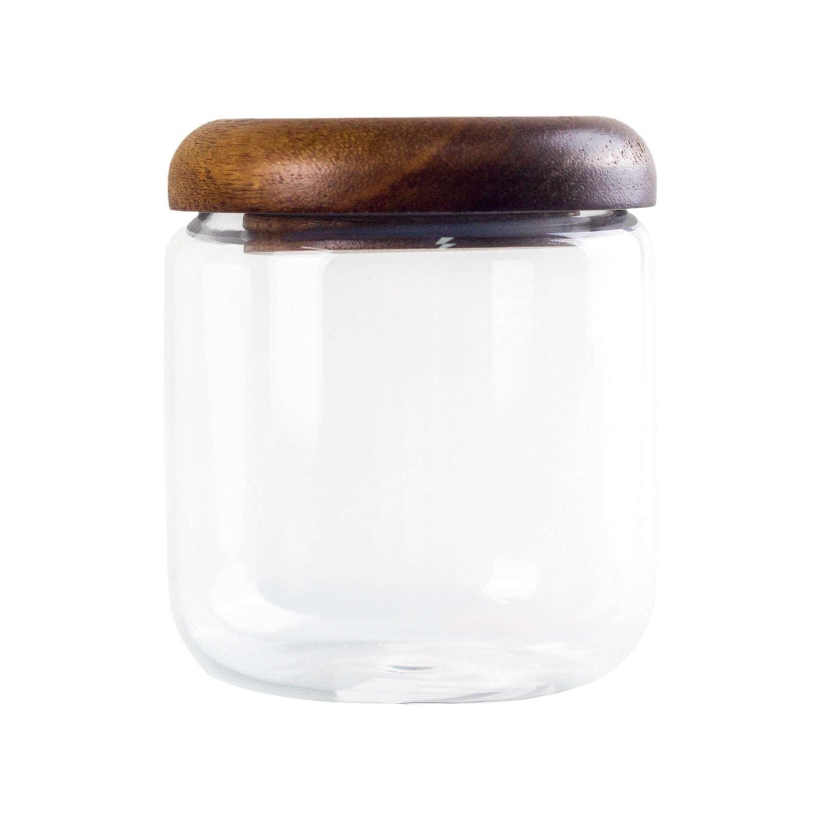 Bocal en verre avec couvercle en bois d'acacia