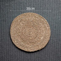 Set de table rond en rotin tressé à la main, 38 cm, protection naturelle élégante pour table, matériau durable et écologique