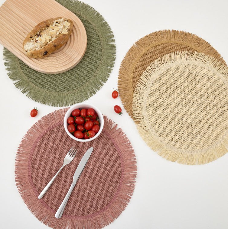 4 sets de dessous de plat ronds en papier tissé