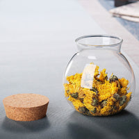 Bocal en verre rond avec couvercle en bois