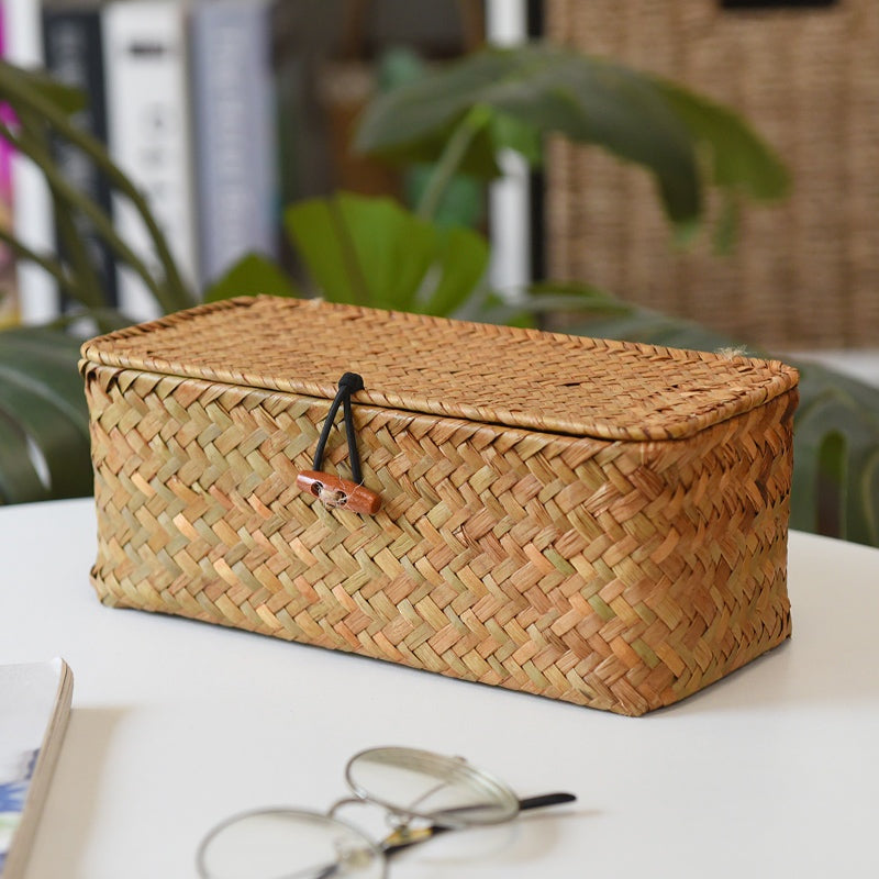 Panier en jonc de mer avec couvercle