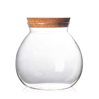 Bocal en verre rond avec couvercle en bois