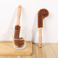 Brosse de nettoyage pour évier en fibres naturelles de coco écologique et durable, poignée en bois.