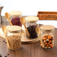 Bocaux en verre avec cuillère en bois - Pratiques et élégants