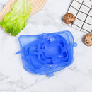 Lot de 6 couvercles silicone extensibles bleus, pratiques et hermétiques pour conservation alimentaire écologique