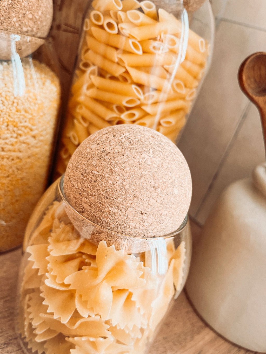 Bocaux en verre avec boule de liège - Lot de 3