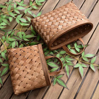 Lot de 2 paniers tressés suspendus en bambou pour rangement pratique et décor naturel