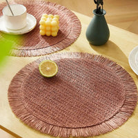 ensemble de 4 sets de table ronds en papier tissé style bohème prairie chic