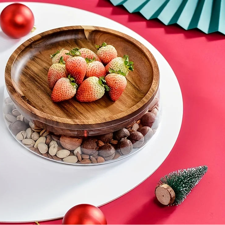 Récipient en verre avec couvercle en bois