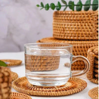 sous-verres en rotin naturel tressé lot de 6 pièces pour protéger et décorer la table avec élégance
