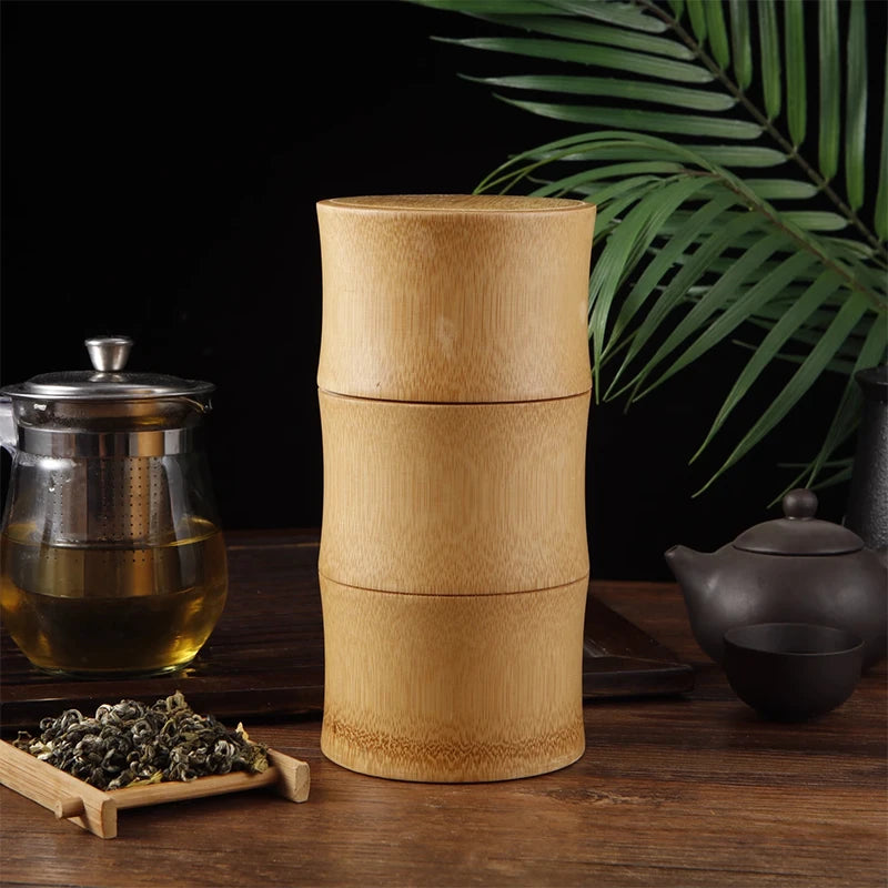 Pot de stockage en bambou naturel