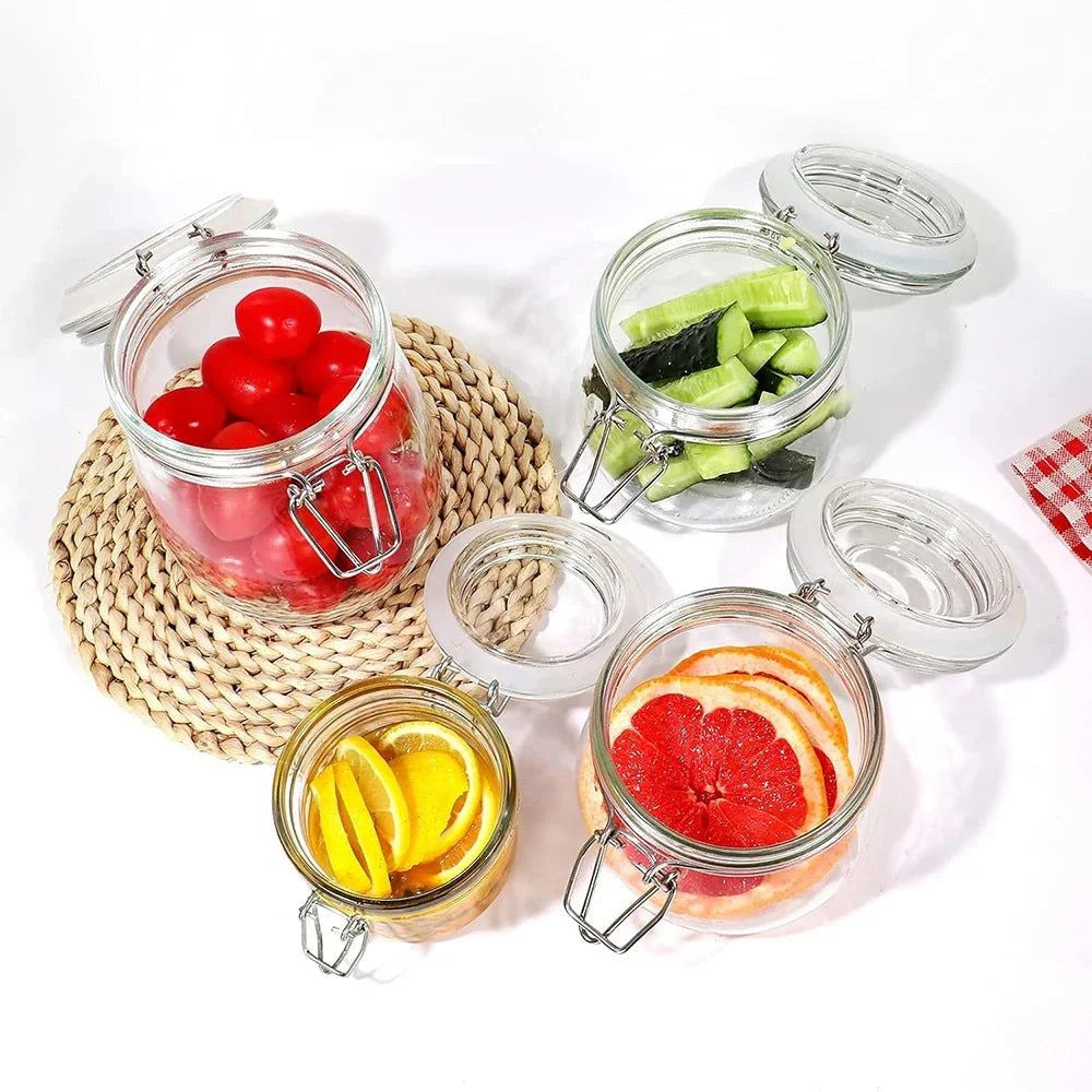 Bocal en verre avec couvercle articulé hermétique pour stocker aliments secs fruits et légumes frais