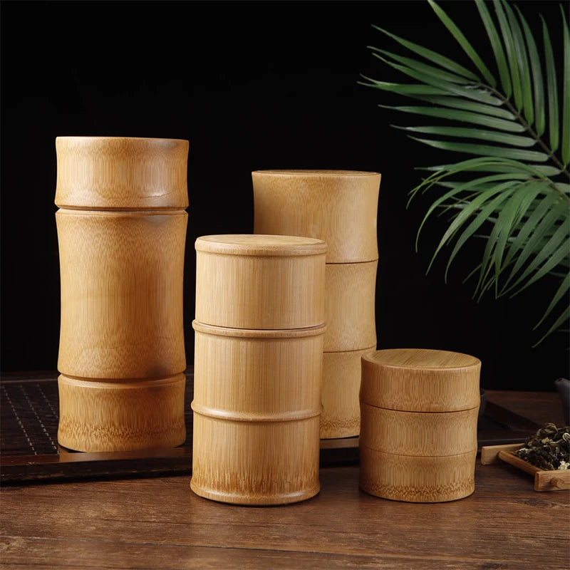 Pot de stockage en bambou naturel