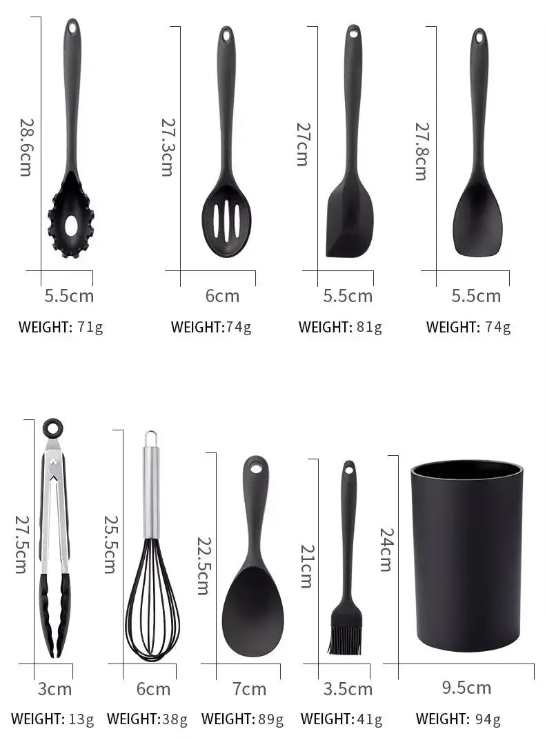 Ensemble d'ustensiles de cuisine en silicone