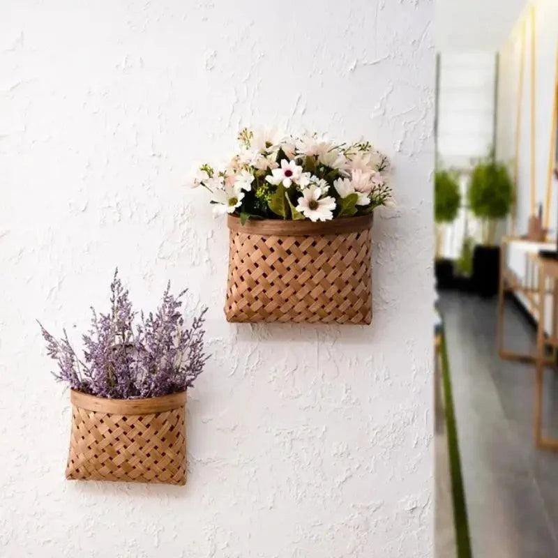 Panier tressé suspendu : Lot de 2 en bambou pratique et élégant