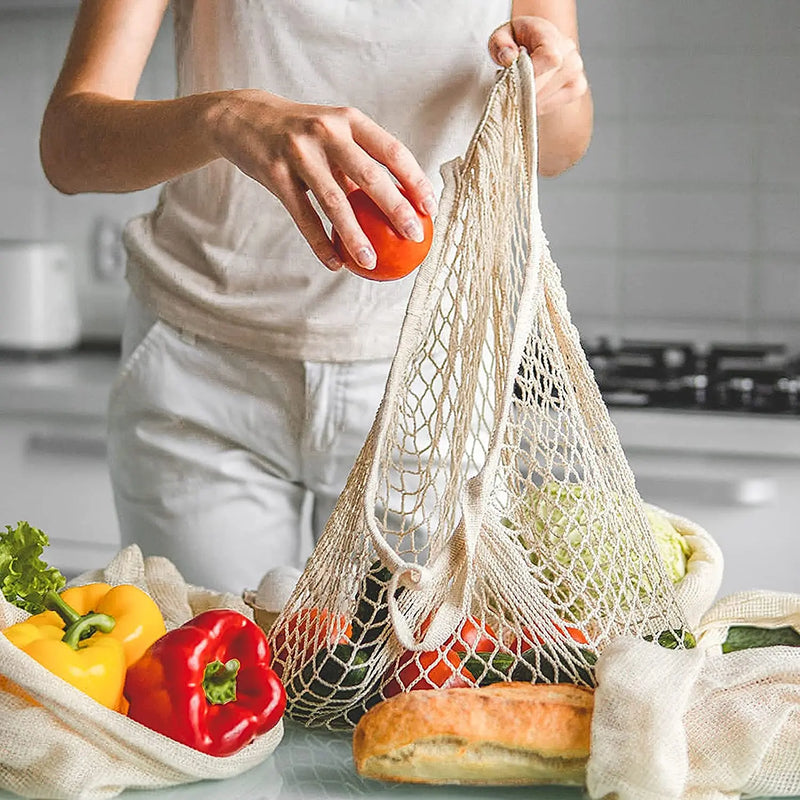 Sac en maille de coton réutilisable