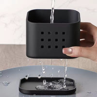 Égouttoir à éponge en métal noir avec drainage rapide et design chic pour cuisine organisée et hygiénique