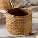 Panier de rangement tressé en style japonais en herbe marine pour organisation décorative