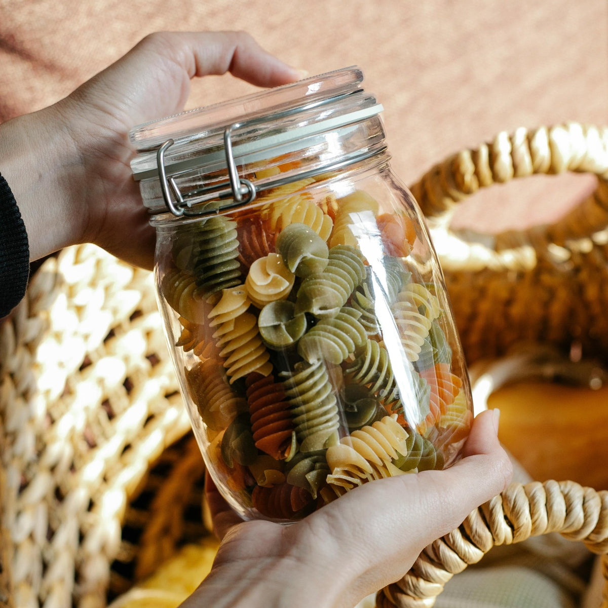 Kaindly - Bocal en verre avec couvercle articulé