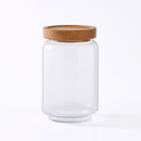 Kaindly - Bocal en verre : rangement élégant avec couvercle en bois