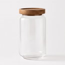 Kaindly - Bocal en verre : rangement élégant avec couvercle en bois